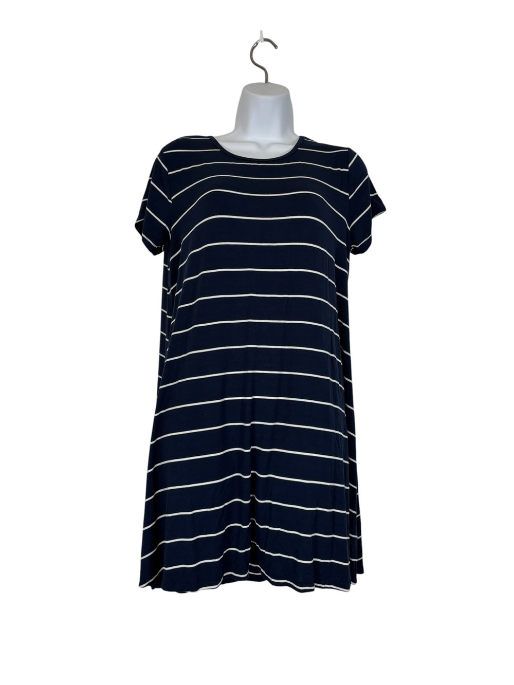 Z Supply Navy Blue Striped Swing T-Shirt Dress SzL NWT Nautical Casual Comfy